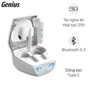 Genius HS-M920 Bluetooth 5.0 Earbuds with LED light, Noise Reduction (White)