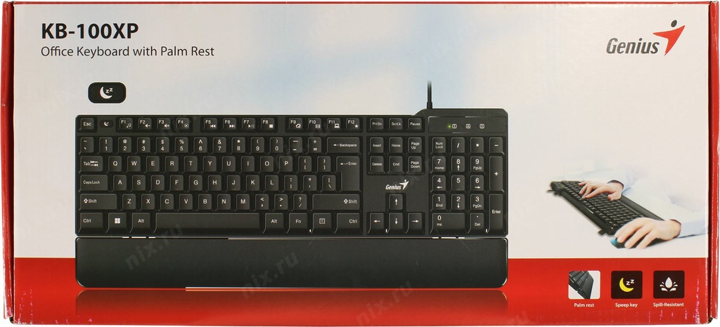 Genius KB-100XP USB Wired Classic Keyboard with Palm Rest