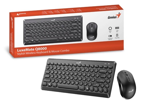 Genius LuxeMate Q8000 Stylish Wireless Keyboard & Mouse Combo (Black)